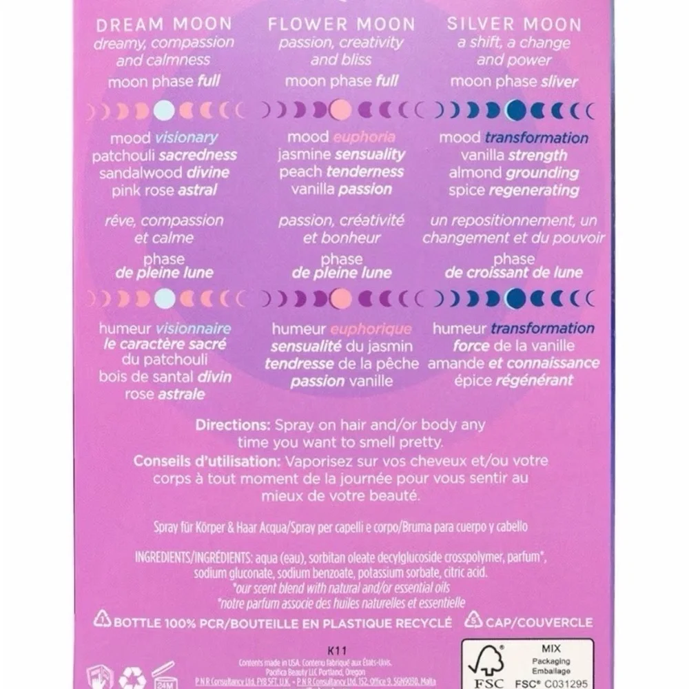 🌙 Pacifica Moon Mood Hair & Body Mist Set | Vegan | 3-Piece Gift Set